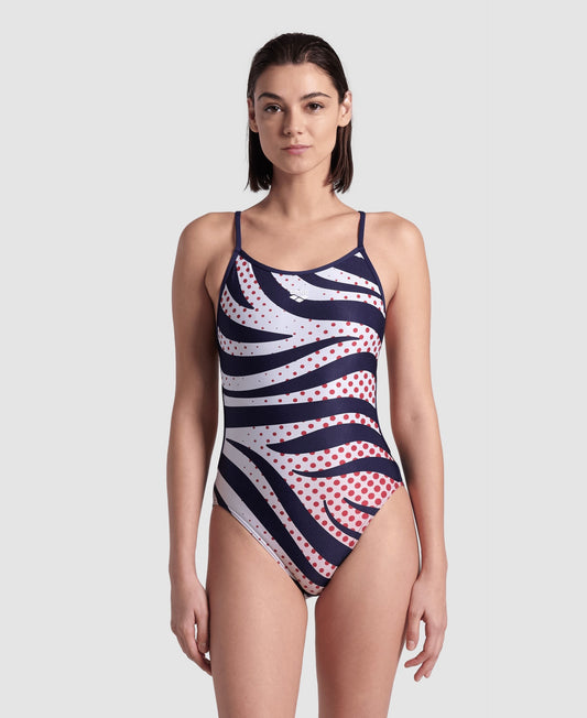 Multi Stripes Lace Back Swimsuit